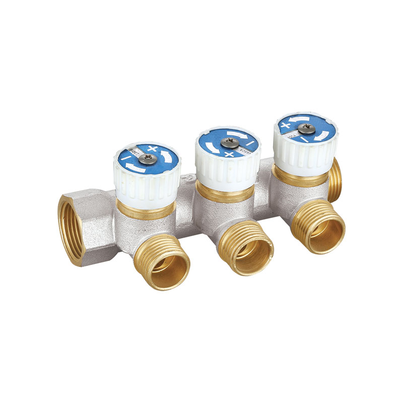 Ống góp ba chiều bằng đồng thau có tay cầm bằng nhựa trắng AMT-1013