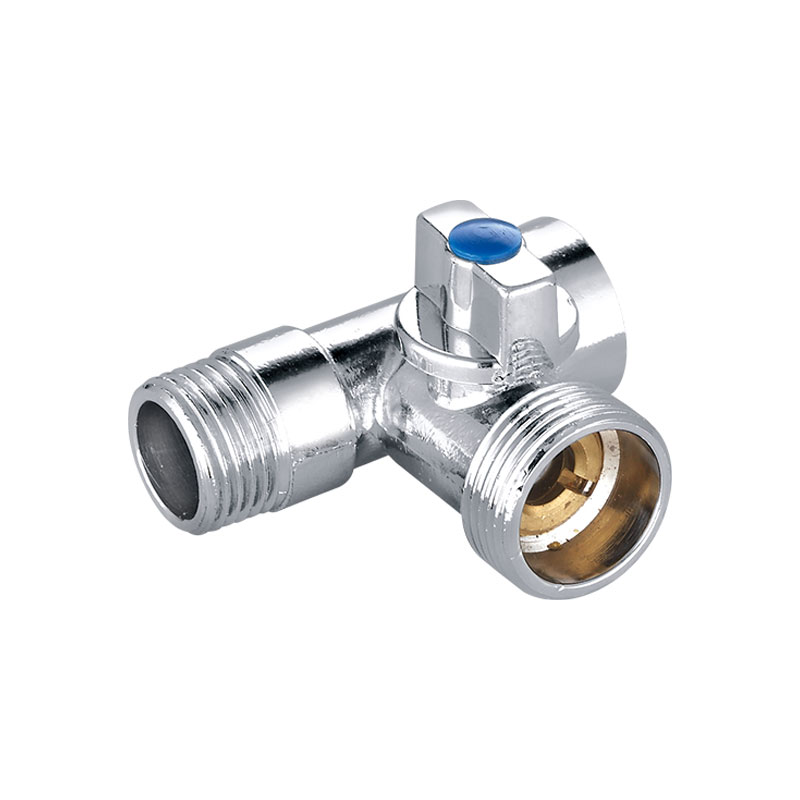 Van góc chuyển nước ba chiều bằng đồng thau AMT-5004